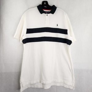 Polo Sport Ralph Lauren Short Sleeve Shirt White Black Stripes Large